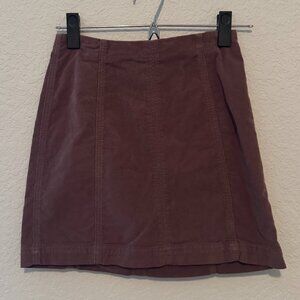 Free People Corduroy Mini Skirt - Plum/Mauve - Size 0